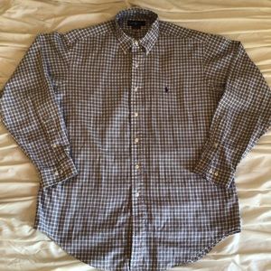 Ralph Lauren Yarmouth 16 34/35 Blue Plaid Button